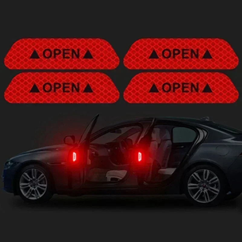 4PCS Reflective Car Door Sticker Safety Opening Warning Reflector Tape Decal Car Ex additional angle