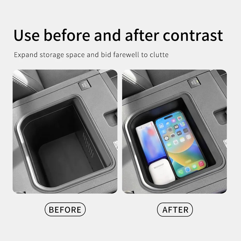 Car Armrest Storage Box ABS Tray Suitable for Toyota Land Cruiser Prado 250 Lexus GX550 2024 2026 Center Console Organizer Black