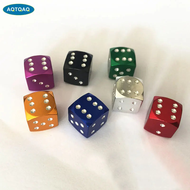 Aluminum Alloy Dice Valve Caps for Cars and Motorcycles | Set of 4