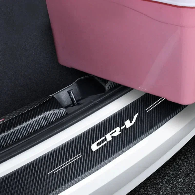 Carbon Fiber Car Door Sill Protector Trunk Guard Bumper Stickers Decals for Honda CR-V CRV Logo 2021 2019 2018 2017 Accessories