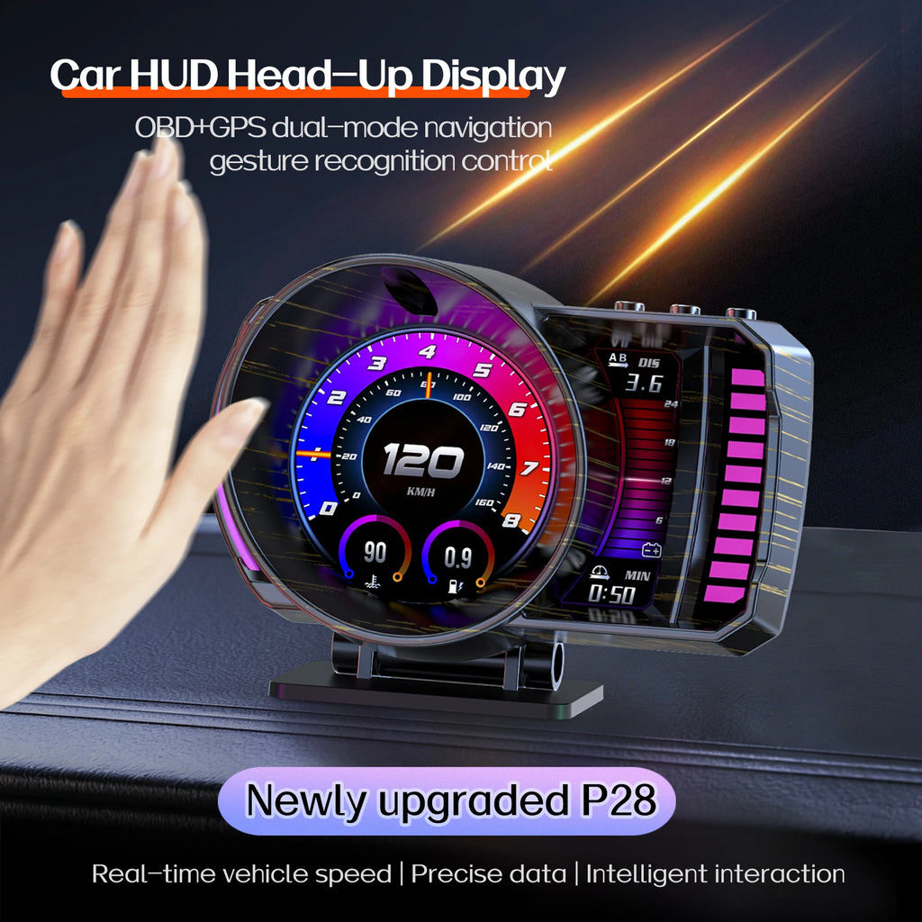 2026 Car Head up Display OBDⅡ+GPS Smart Gauge High Definition Speedometer WIth Gesture sensing Car Diagnostic Tool OBD Fault