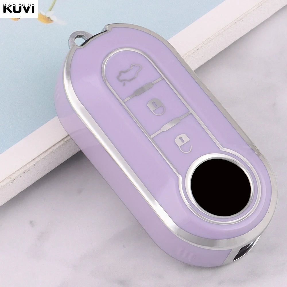 New TPU Car Flip Key Case Cover Shell For FIAT 500 Ducato Punto Panda Lancia Musa For close-up view