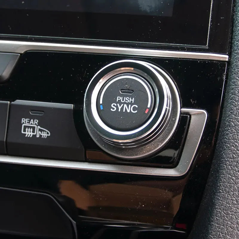 2pcs AC Function Knob Decoration Ring Center Console Air Conditioning Control Trim Cov close-up view