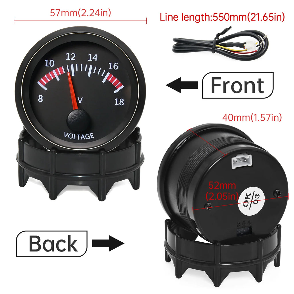 2'' 52MM Car Gauge 12V Water Temp Oil Temp Gauge Oil Press PSI BAR Volt Gauge Air Fuel Ratio Boost Vacuum Meter Black Face Gauge
