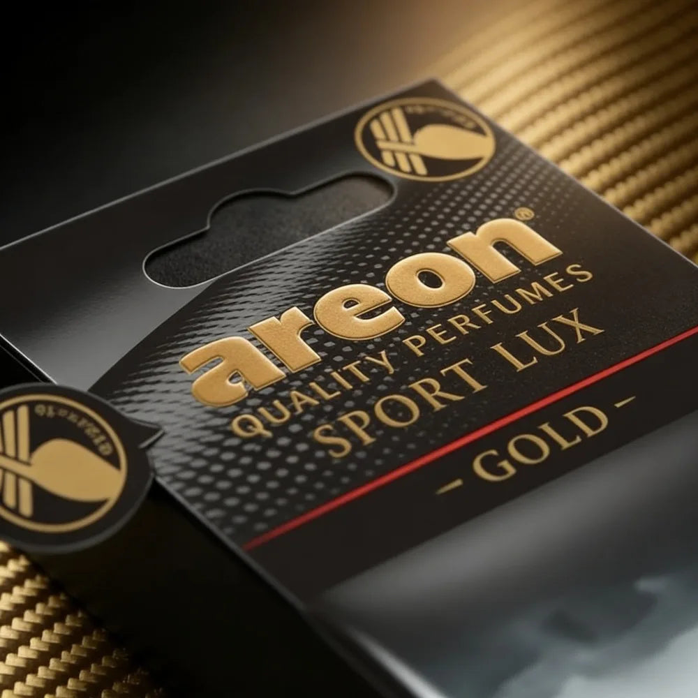 Areon Sport Lux Gold Hanging Car Air Freshener | Long-Lasting Odor Eliminator lifestyle view