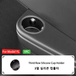 For Tesla Model YL 2026+ Third Row Silicone Cup Holder Insert | Center Console Water C close-up view