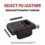 PU Leather Car Center Console Armrest Pad with Dual Pockets, Removable ABS Dual Cup Holder, 20 cm / 7.87 in. Wide