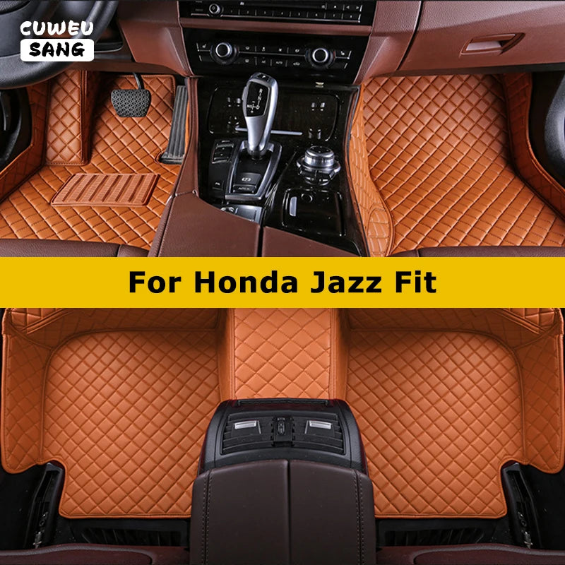 CUWEUSANG Custom Car Floor Mats For Honda Jazz Fit Auto Carpets Foot Coche Accessorie