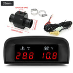 2 In 1 Car Water Temperature and Voltage Gauge | Digital LCD Display with 1/8 NPT S additional angle