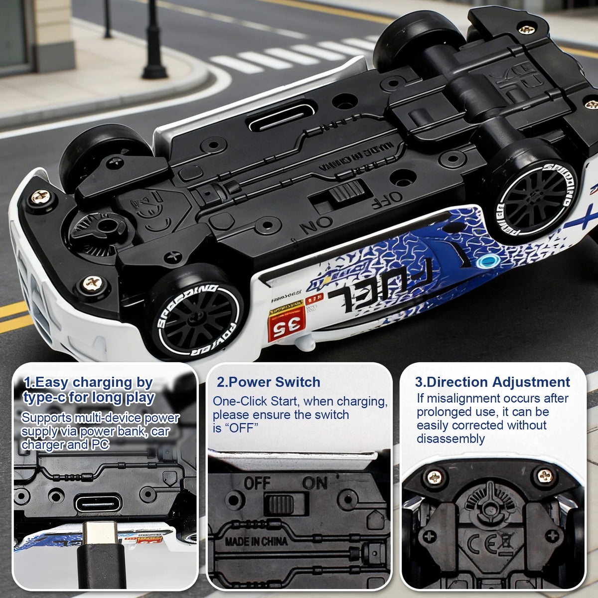 1/64 Drift RC Car with LED Lights 2.4G Remote Control lifestyle view