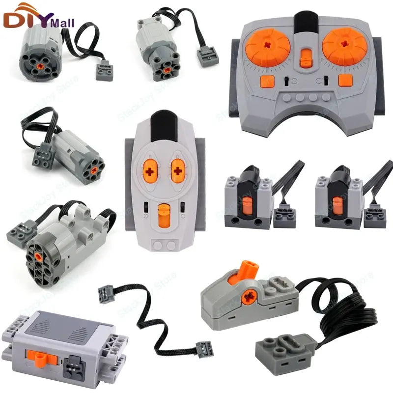 MOC Power Functions M/L/XL Motor Battery Box IR Remote Receiver for RC Car Robot Model Building Bloc