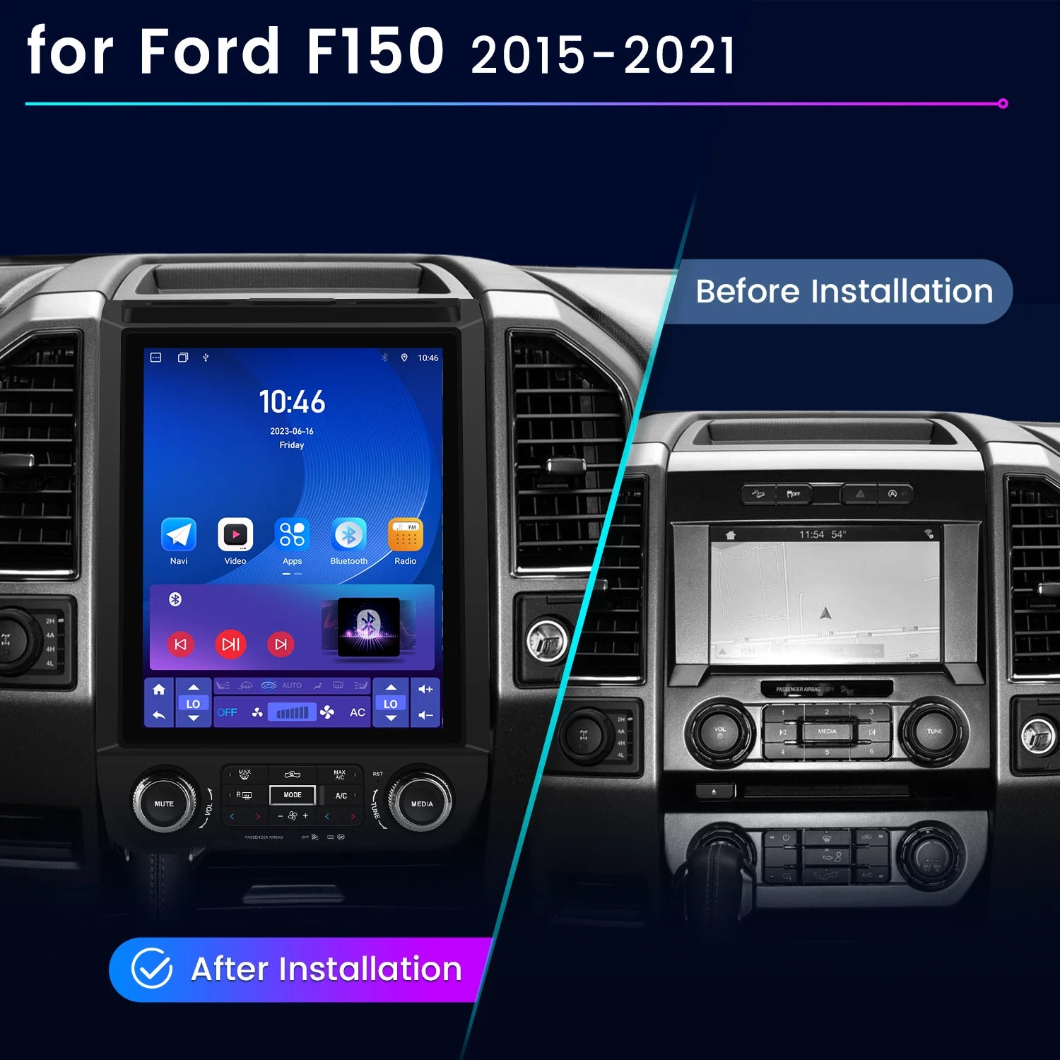 Junsun Android 15 Car Multimedia Player Touch Screen Head Unit Stereo Radio For Ford alternate view