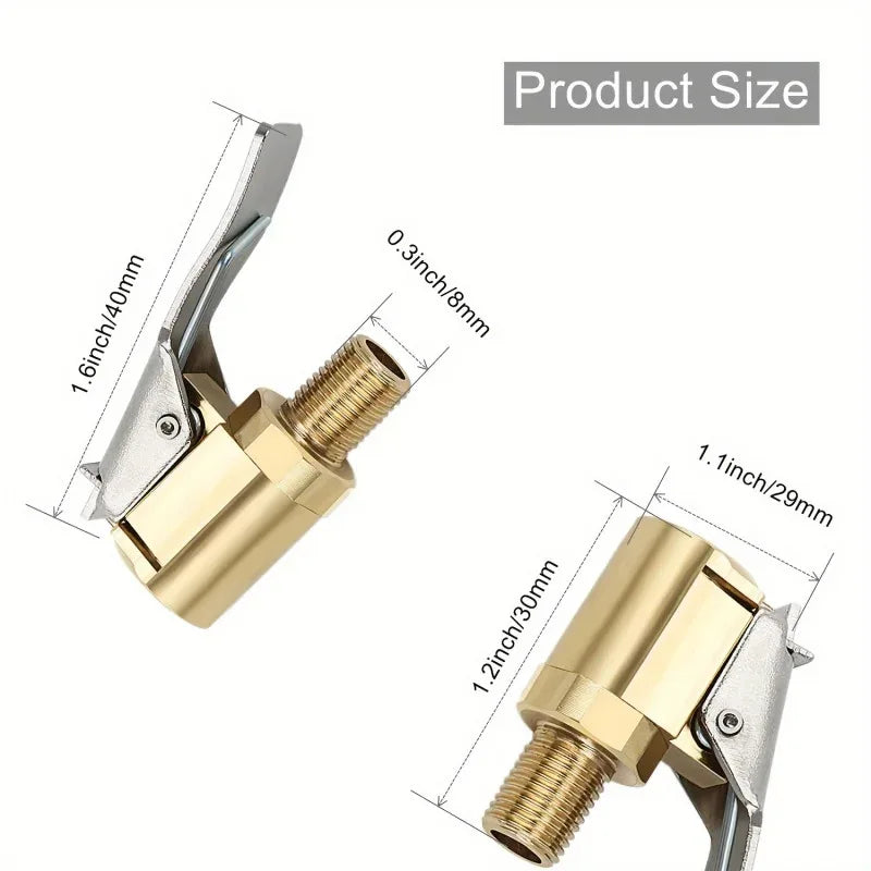 Brass Locking Nozzle Tire Air Chuck Clip Adapter - Automotive Grade for Efficient Infl close-up view