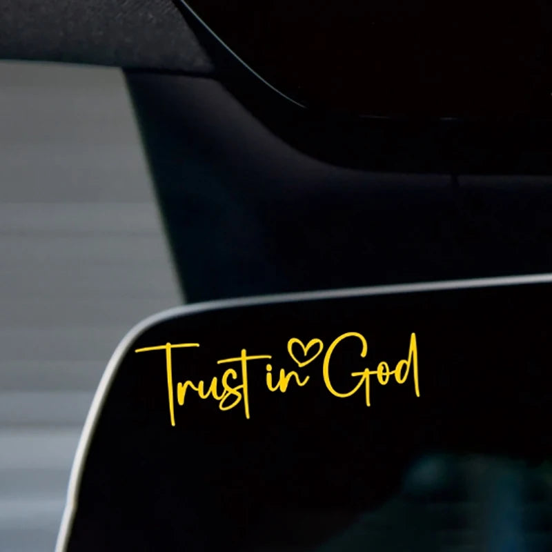 Trust In God Mirror Decal | Car Decals For Women, Christian Faith Vinyl Decal detail view