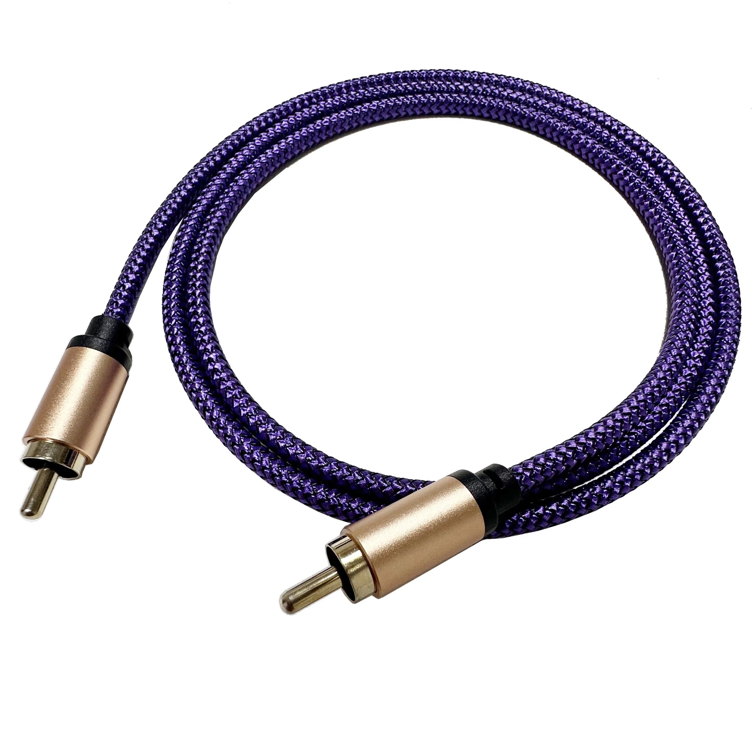 RCA Digital Coaxial Audio Cable | 1RCA Male to 1RCA Male Nylon Braided Subwoofer Cable