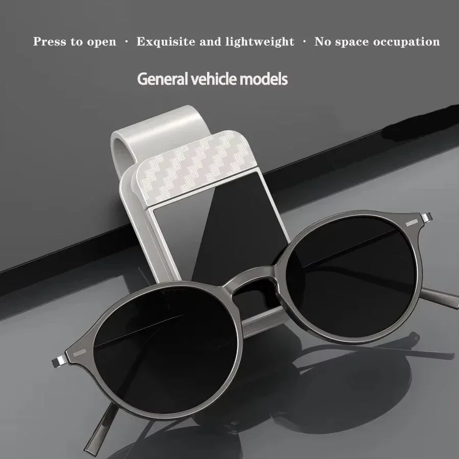 Car Sun Visor Sunglasses Clip Holder Stable Eyeglasses Hanger Card Ticket Organizer In close-up view