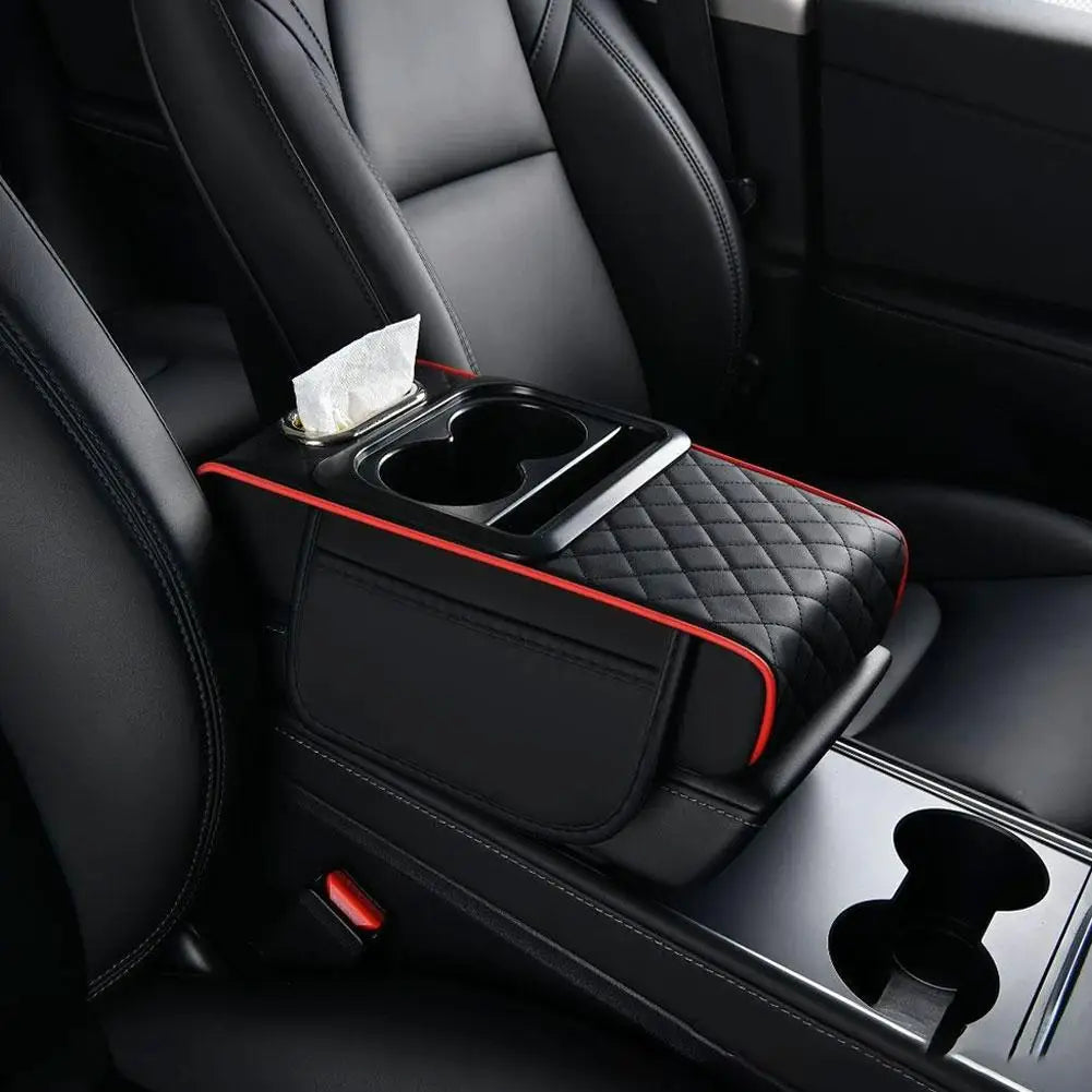Car Armrest Cushion Organizer PU Leather Center Console Pad detail view