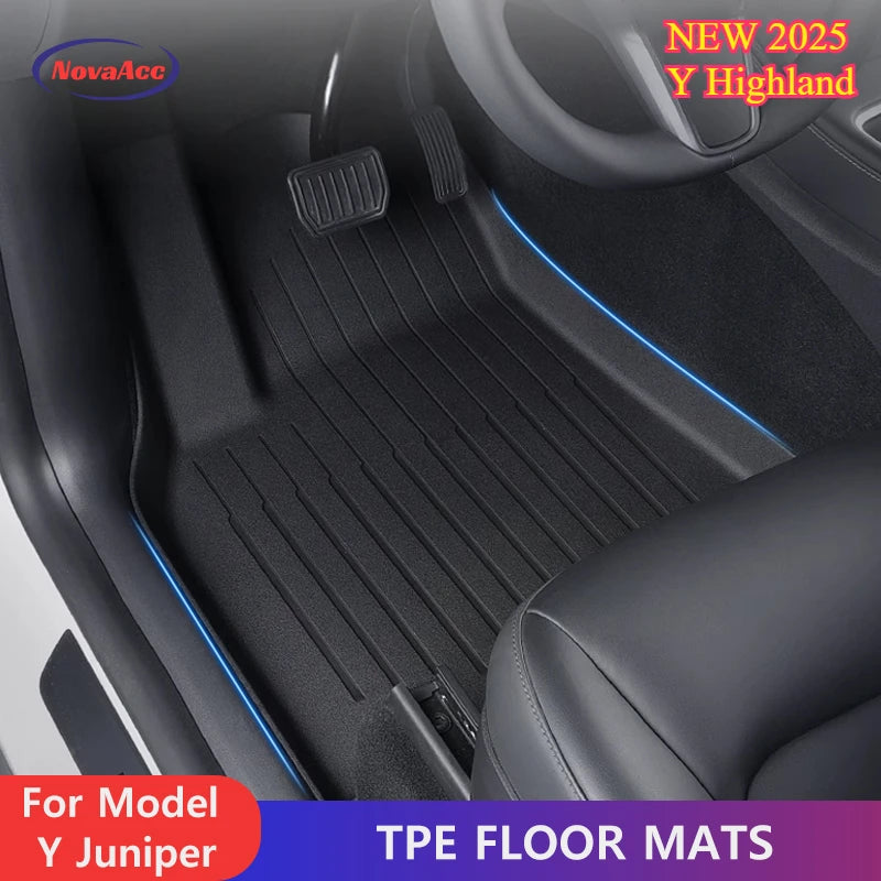 Tesla Model Y Juniper 2025 Floor Mats | Double Layer TPE, Waterproof, Non-Slip, Trunk Liner