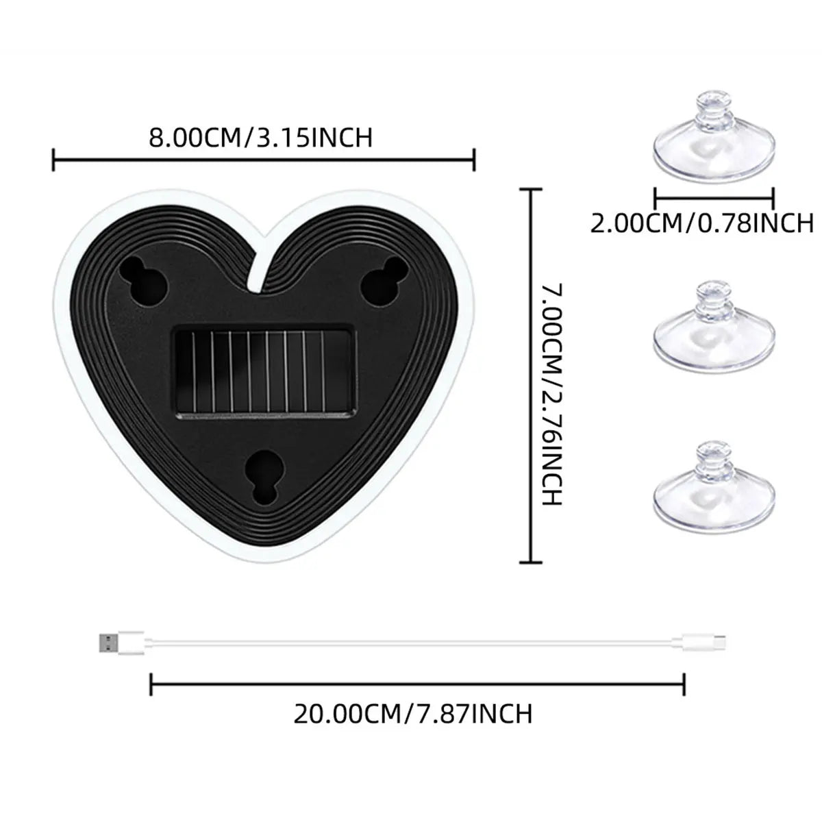 1pc Solar Powered Car Neon Light Striped Heart Lamp Led Ambient Light Wireless Suctio lifestyle view