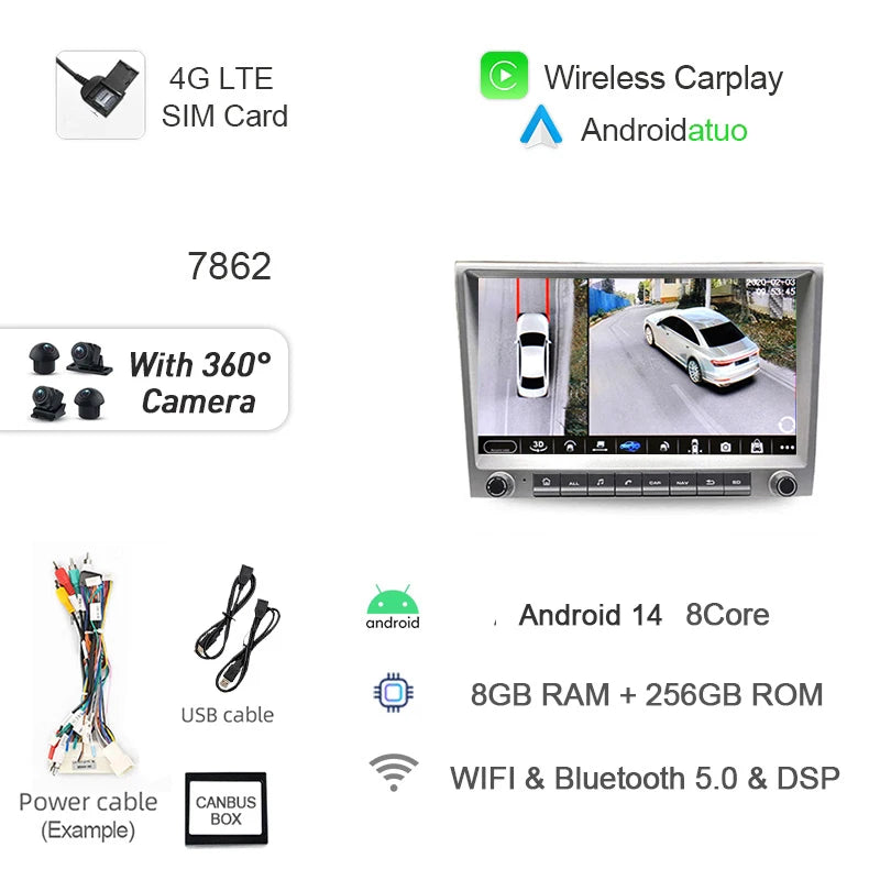 9 Inch Android 14 Car Radio GPS Navigation | For Porsche Cayman 911 987 Boxster 997 2 lifestyle view