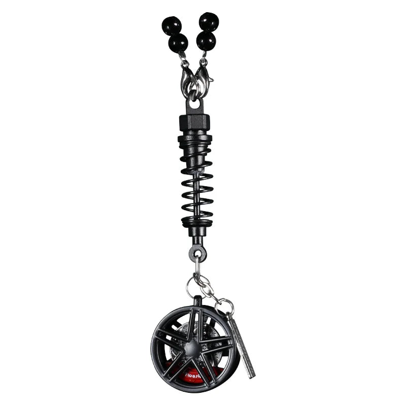 metal Car Mirror Rearview Pendant Auto Interior Decor Pendants Aluminum Wheel With additional angle