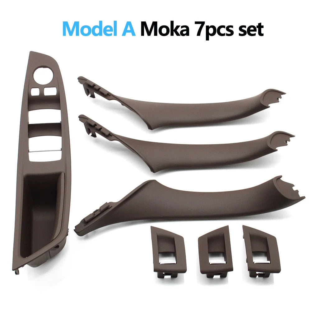 7pcs Set LHD Interior Armrest Door Pull Handle Panel Inside Trim Cover For BMW 5 Seri alternate view