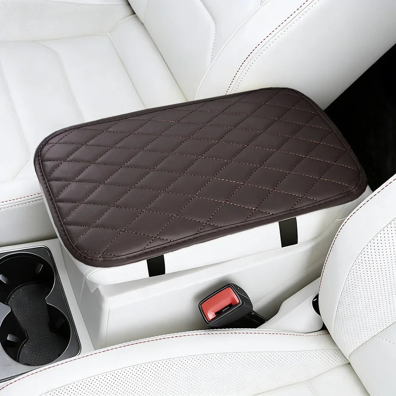 PU Leather Diamond Grid Car Armrest Pad, Center Console Protection, Dual Pocket Sto additional angle