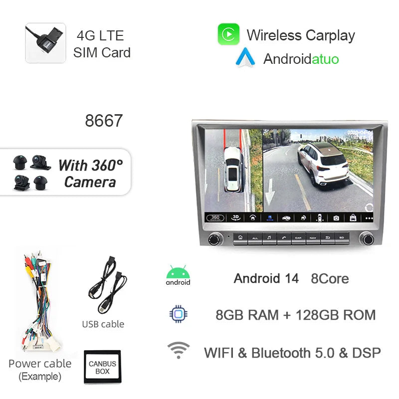9 Inch Android 14 Car Radio GPS Navigation | For Porsche Cayman 911 987 Boxster 997 2005 detail view