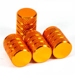 DSYCAR 4Pcs Silver Aluminum Knurling Tire Valve Stem Caps | US Schrader Compatible close-up view