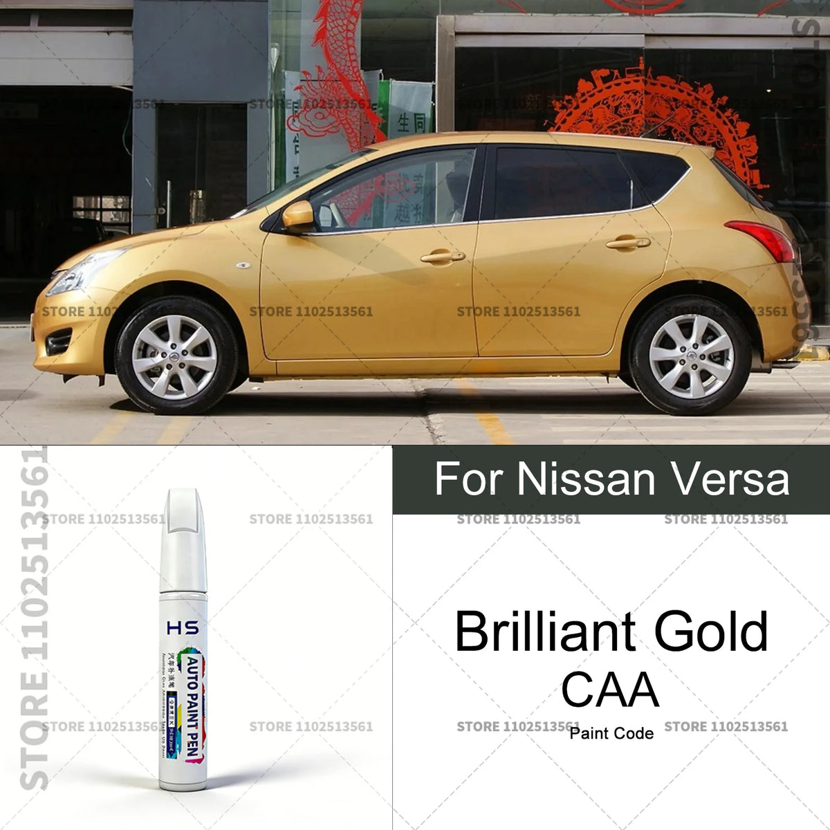 For Nissan Versa Bluish Black B20 Gold CAA Gray Ivory White Car Paint Repair Pen To additional angle