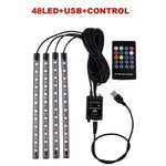 72/48/36 LED RGB Car Foot Ambient Light with USB Cigarette Automotive Interior Lights alternate view