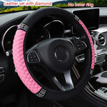 Steering Wheel Cover Without Inner Ring 37-38cm Faux Leather Diamond close-up view