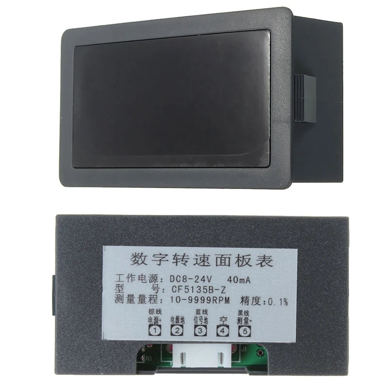 4 Digital LED Blue Green Tachometer Gauge RPM Speed Meter with Hall Proximity Switc additional angle