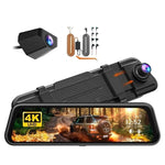 WOLFBOX M40lite Dash Cam 4K+1080P 10" Rear View Mirror Camera Video Recorder Front and Rear Dash Camer