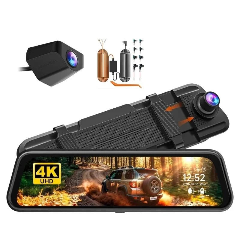 WOLFBOX M40lite Dash Cam 4K+1080P 10" Rear View Mirror Camera Video Recorder Front and Rear Dash Camer