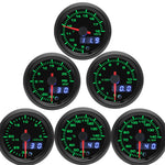 52MM 7-in-1 Car Gauge Set | LED Dual Display with Sensors for 12V Gasoline Vehicles