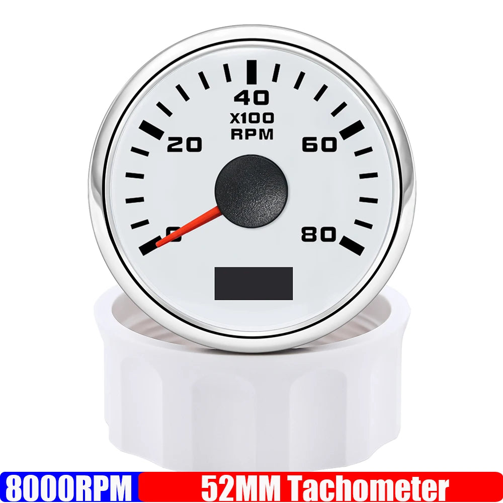 2" 52mm Tachometer Gauge | Red Backlight RPM Meter for Car Boat Marine 12V 24V additional angle