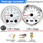 Custom 2 Gauges Set With Sensors Kit | 85mm 3-in-1 GPS Speedometer, Fuel, Tachometer, close-up view