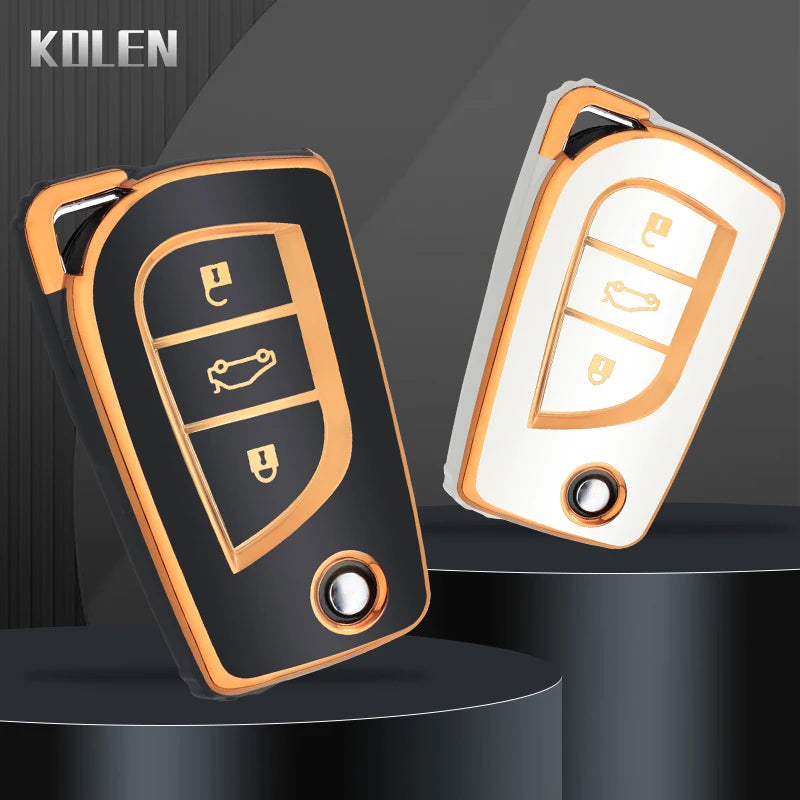 TPU Car Flip Key Case Cover Shell Fob For Toyota Camry Rav4 Auris Corolla Verso Yaris C-HR Scion IM