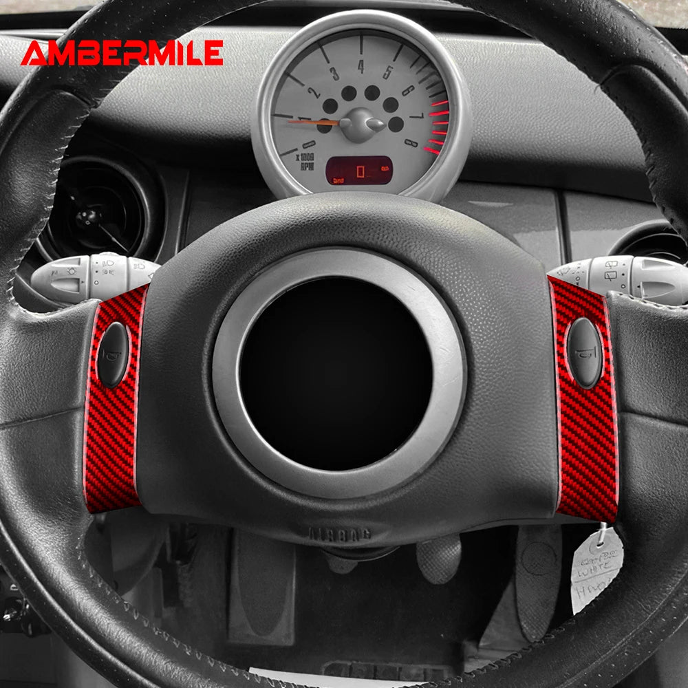 For Mini Cooper Hatch One R50 R53 2001-2006 Steering Wheel Button Sticker Strip Soft C close-up view