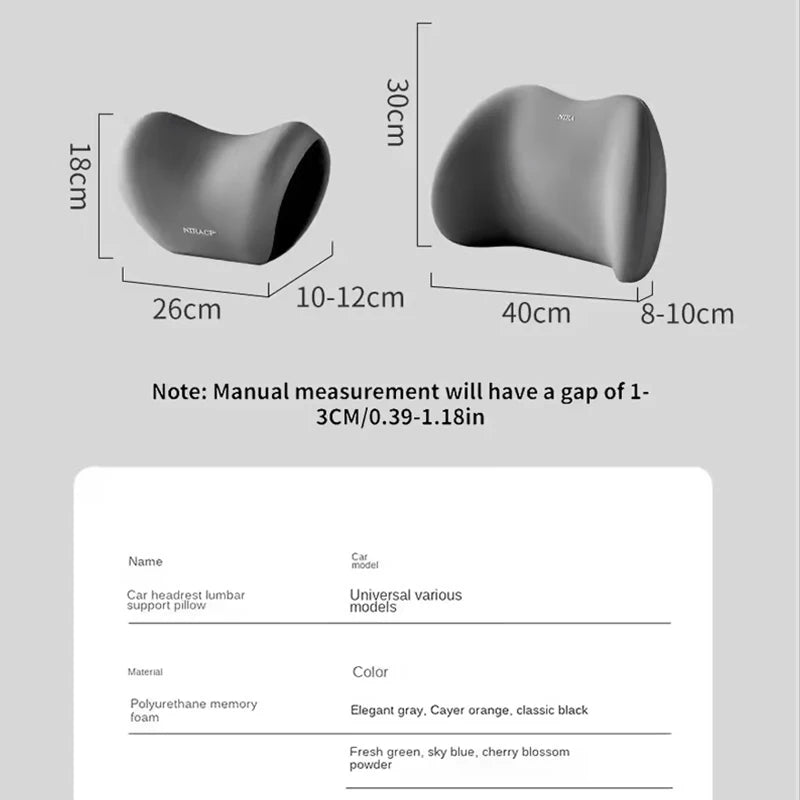 Car Universal Headrest Lumbar Memory Foam Cervical Lumbar Support Car Headrest Back additional angle