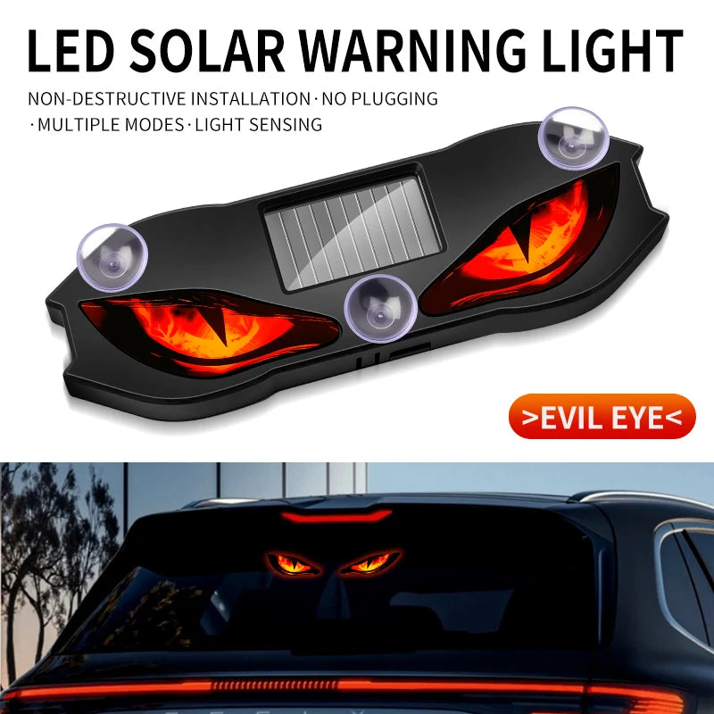 Solar Powered Car Neon Light Wireless Cool DEMON EYE Led Ambient Light Suction Cup USB Rechargeable
