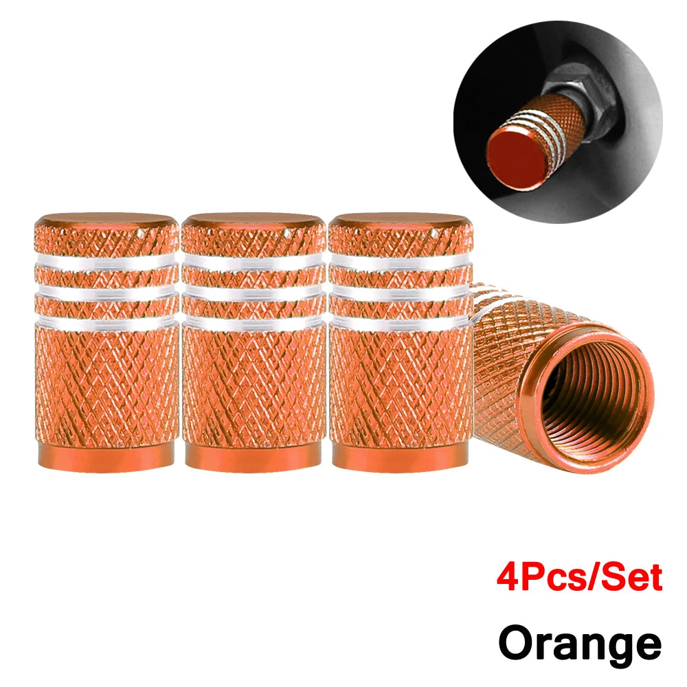 DSYCAR 4Pcs Silver Aluminum Knurling Tire Valve Stem Caps | US Schrader Compatible additional angle