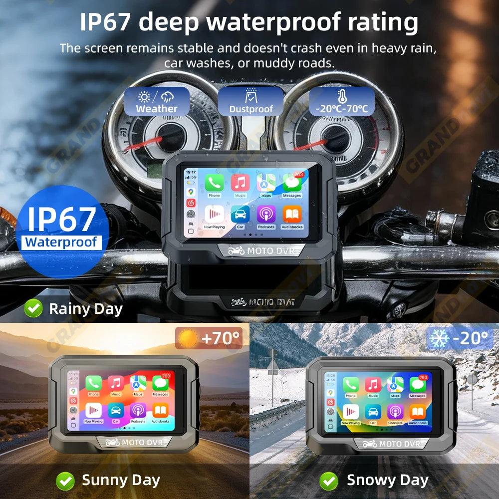Dual 1080P Motorcycle DVR | Full Body Waterproof Moto Camera with WiFi GPS and Dash additional angle