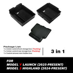 For Tesla New Model Y Juniper 2025 Launch Console & Armrest Upper and Lower Flocking Storage Box Watercup Holder Camera Cover