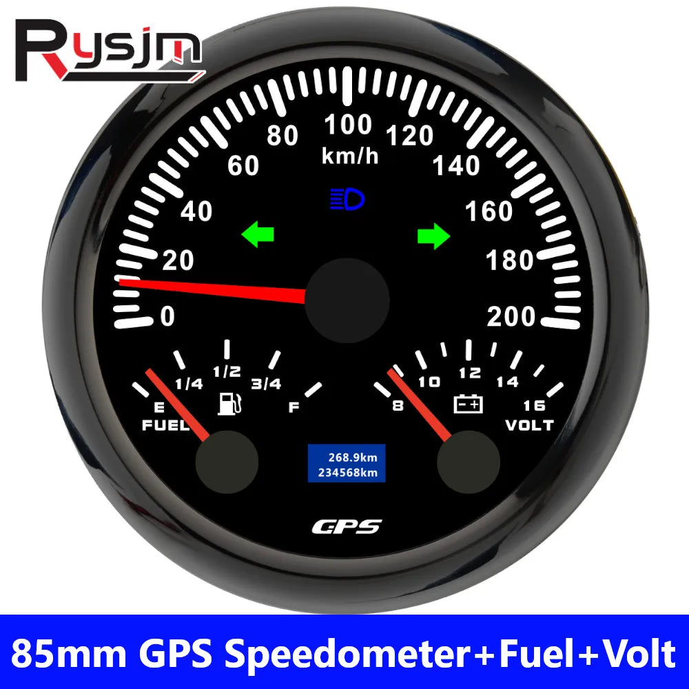 85mm 3 in 1 GPS Speedometer, Fuel Level Gauge, and Voltmeter | 12V/24V for Car, Marine, Boat, Truck