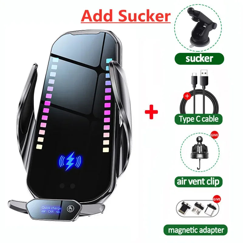 Magnetic Car Wireless Charger | Infrared Induction Phone Mount for Fast Charging alternate view