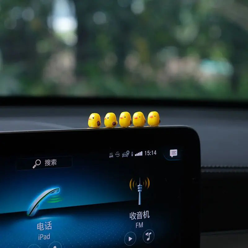 5Pcs Cute Mini Ducks Car Interior Decoration Auto Rearview Mirror Dashboard Ornaments lifestyle view