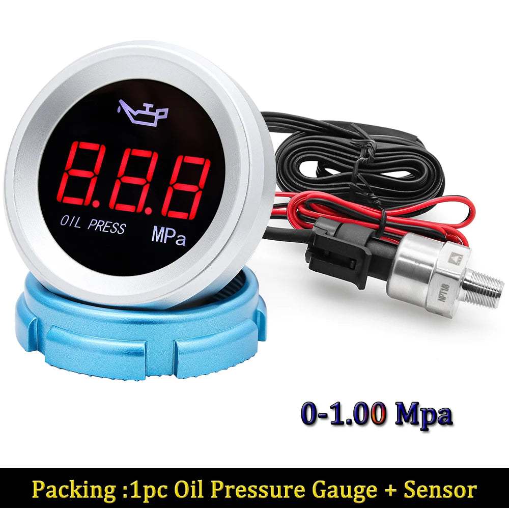 52mm Car Gauge Set | Water Temperature Oil Level Voltmeter Fuel Pressure Meter additional angle