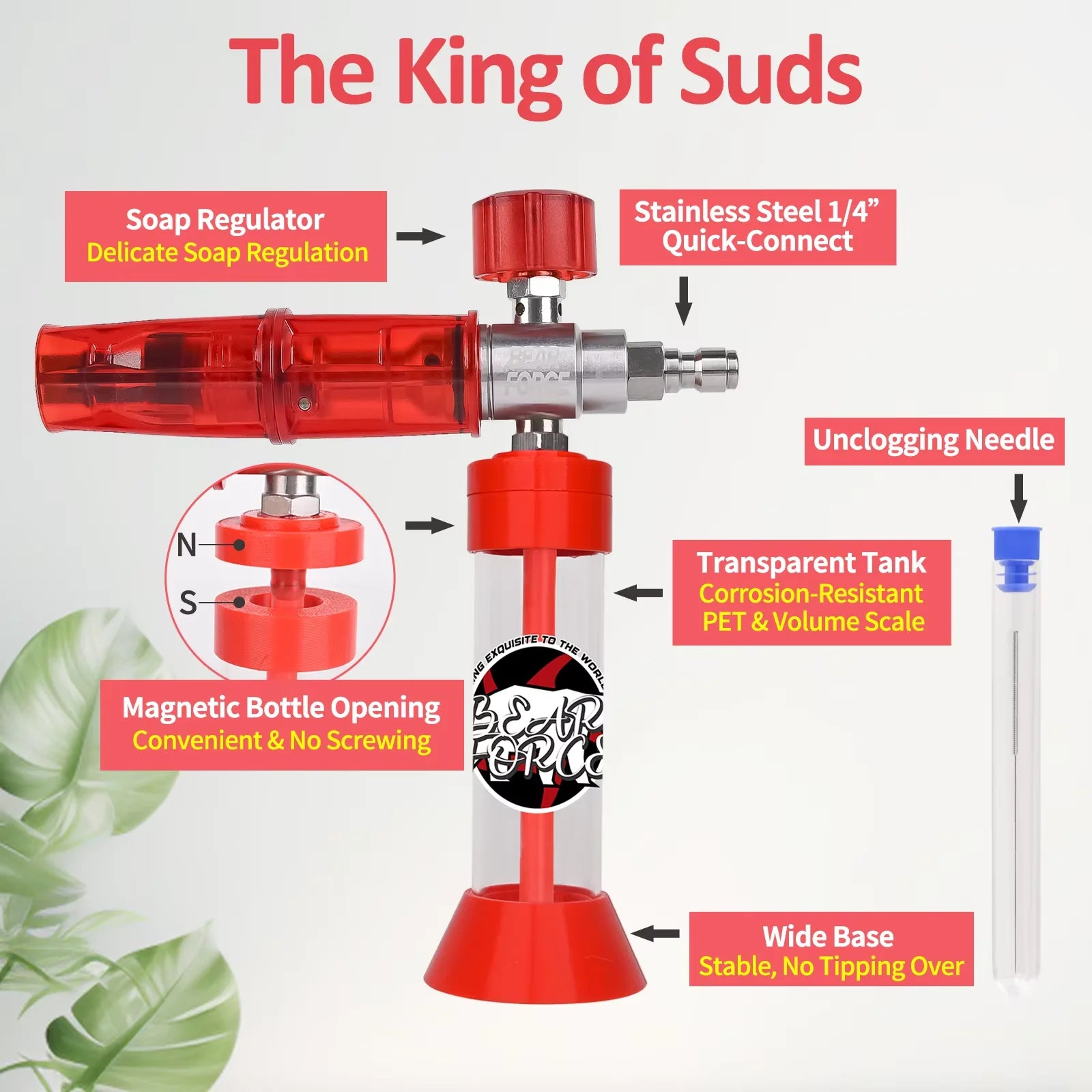 Pressure Magnetic Foam Cannon Pro with 1/4 Quick Connector | 360° Adjustable Snow Foam L detail view